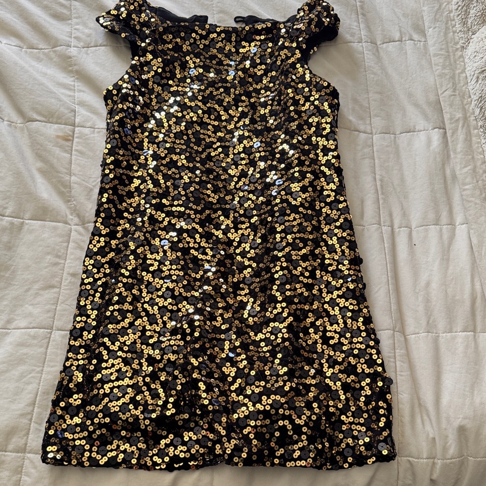 Black and Gold Sequin Dress